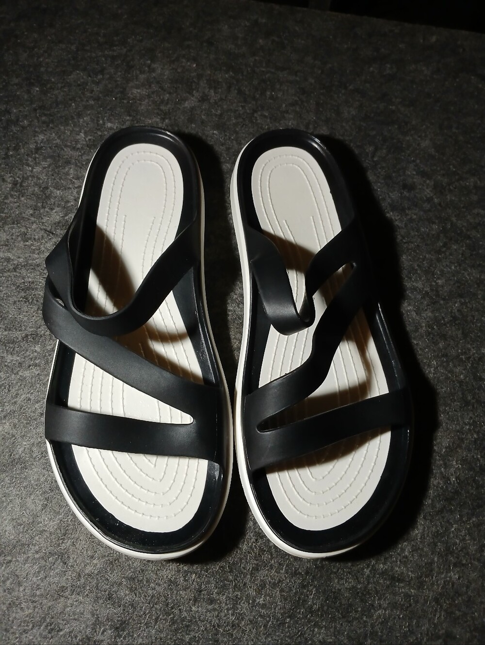 Women’s Black & White Slide Sandals - Casual Comfort Size Us 9.5